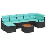 vidaXL Tuinbank Set met kussen met opslag 8 pcs Grijs poly rattan