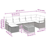 vidaXL Tuinbank Set met kussen met opslag 8 pcs Grijs poly rattan