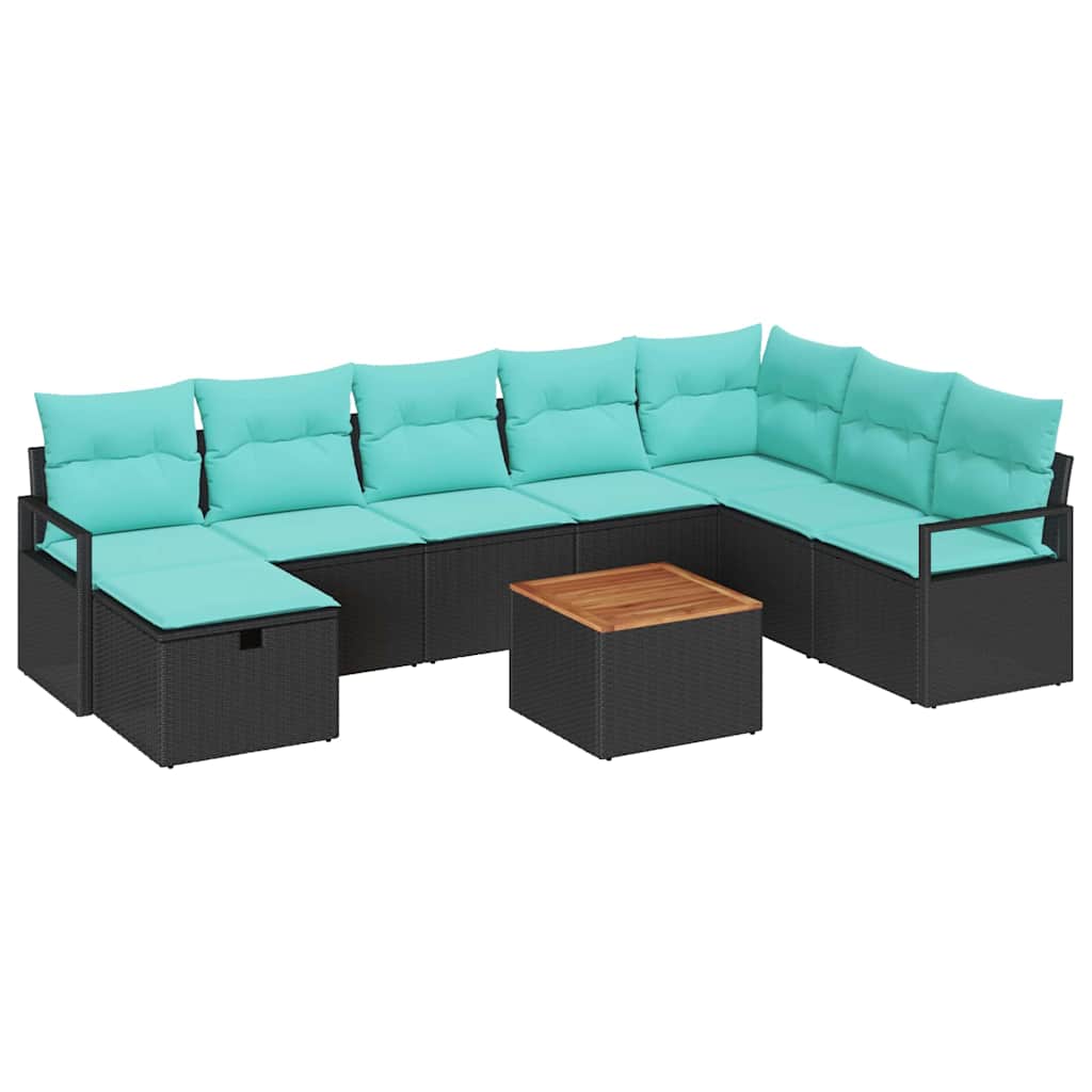 vidaXL Ensemble de banquettes de jardin avec coussin et rangement 9 pcs Rotin PE gris