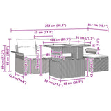 vidaXL Tuinbank Set met kussen met opslag 6 pcs Bruin Poly rattan