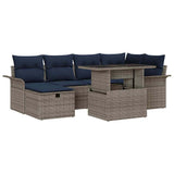 vidaXL Garden Bench Set with Cushion with Storage 7 pcs Brown Poly Rattan
