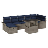 vidaXL Tuinbank Set met kussen met opslag 8 pcs Bruin Poly rattan