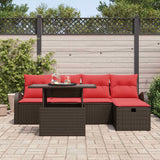 vidaXL Tuinbank Set met kussen met opslag 6 pcs Bruin poly rattan