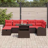 vidaXL Tuinbank Set met kussen met opslag 8 pcs Bruin Poly rattan