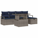 vidaXL Salon de jardin avec coussins et rangement 6 pcs Marron Résine tressée