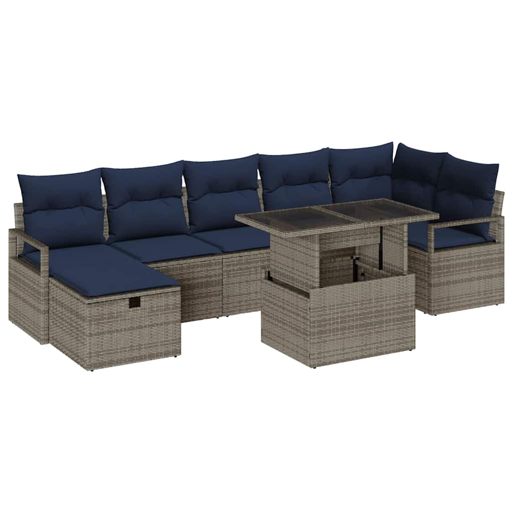 vidaXL Ensemble de banquettes de jardin avec coussin et rangement 8 pcs Rotin PE marron