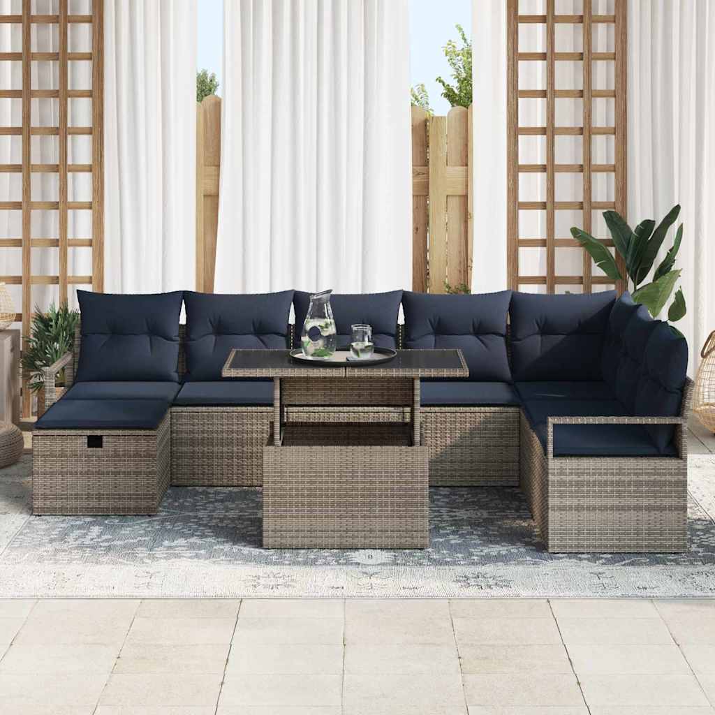 vidaXL Ensemble de banquettes de jardin avec coussin et rangement 9 pcs résine tressée