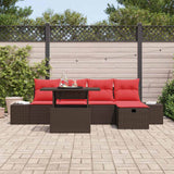 vidaXL Tuinbank Set met kussen met opslag 6 pcs poly rattan