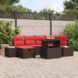 vidaXL Tuinbank Set met kussen met opslag 7 pcs poly rattan