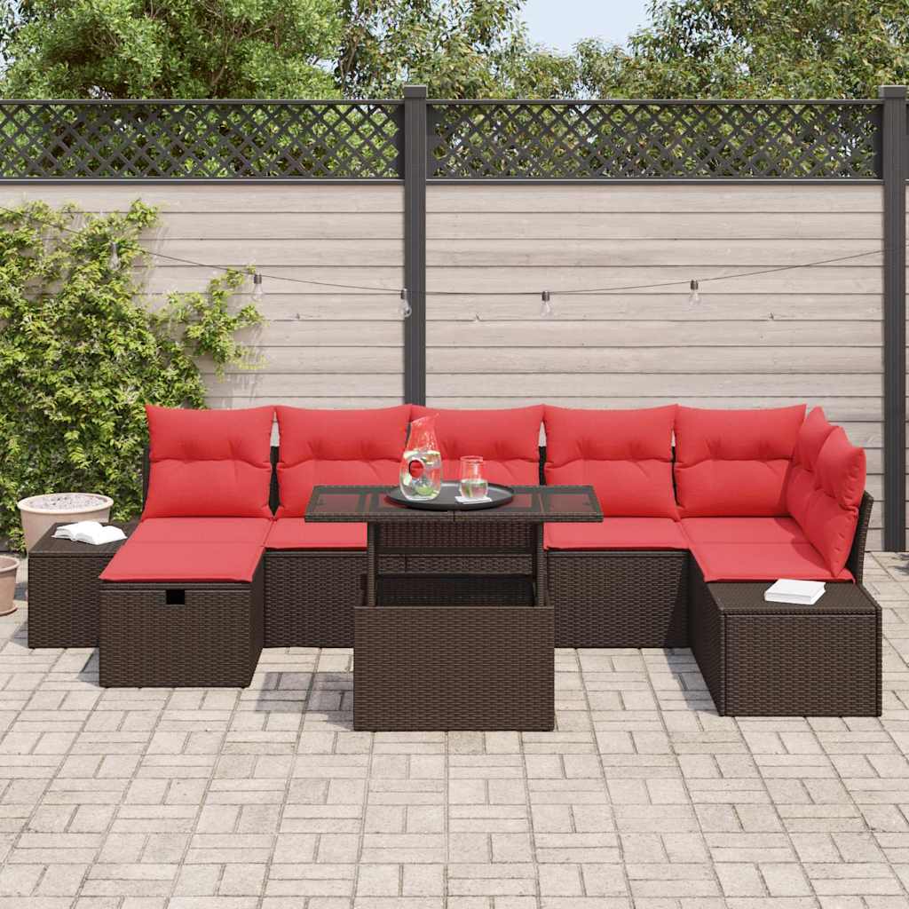 vidaXL Garden Sofa Set with Cushion Storage 8 pcs Poly Rattan