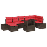 vidaXL Garden Sofa Set with Cushion Storage 8 pcs Poly Rattan