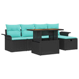 vidaXL Tuinbank Set met kussen met opslag 6 pcs Grijs poly rattan