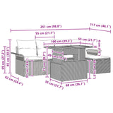 vidaXL Tuinbank Set met kussen met opslag 6 pcs Grijs poly rattan