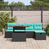vidaXL Tuinbank Set met kussen met opslag 6 pcs Grijs poly rattan