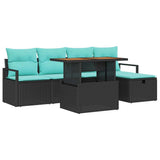 vidaXL Tuinbank Set met kussen met opslag 6 pcs Grijs poly rattan