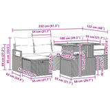 vidaXL Tuinbank Set met kussen met opslag 7 pcs Grijs poly rattan