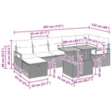 vidaXL Salon de jardin avec coussins et rangement 8 pcs Résine tressée Gris