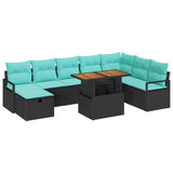 vidaXL Tuinbank Set met kussen met opslag 9 pcs Grijs poly rattan