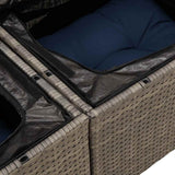 vidaXL Tuinbank Set met kussen met opslag 7 pcs Bruin Poly rattan