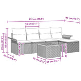vidaXL Tuinbank Set met kussen met opslag 6 pcs Grijs Poly rattan
