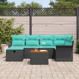 vidaXL Tuinbank Set met kussen met opslag 7 pcs Grijs Poly rattan