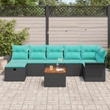 vidaXL Tuinbank Set met kussen met opslag 8 pcs Grijs Poly rattan