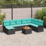 vidaXL Tuinbank Set met kussen met opslag 9 pcs Grijs Poly rattan