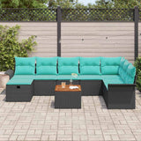 vidaXL Tuinbank Set met kussen met opslag 9 pcs Grijs Poly rattan