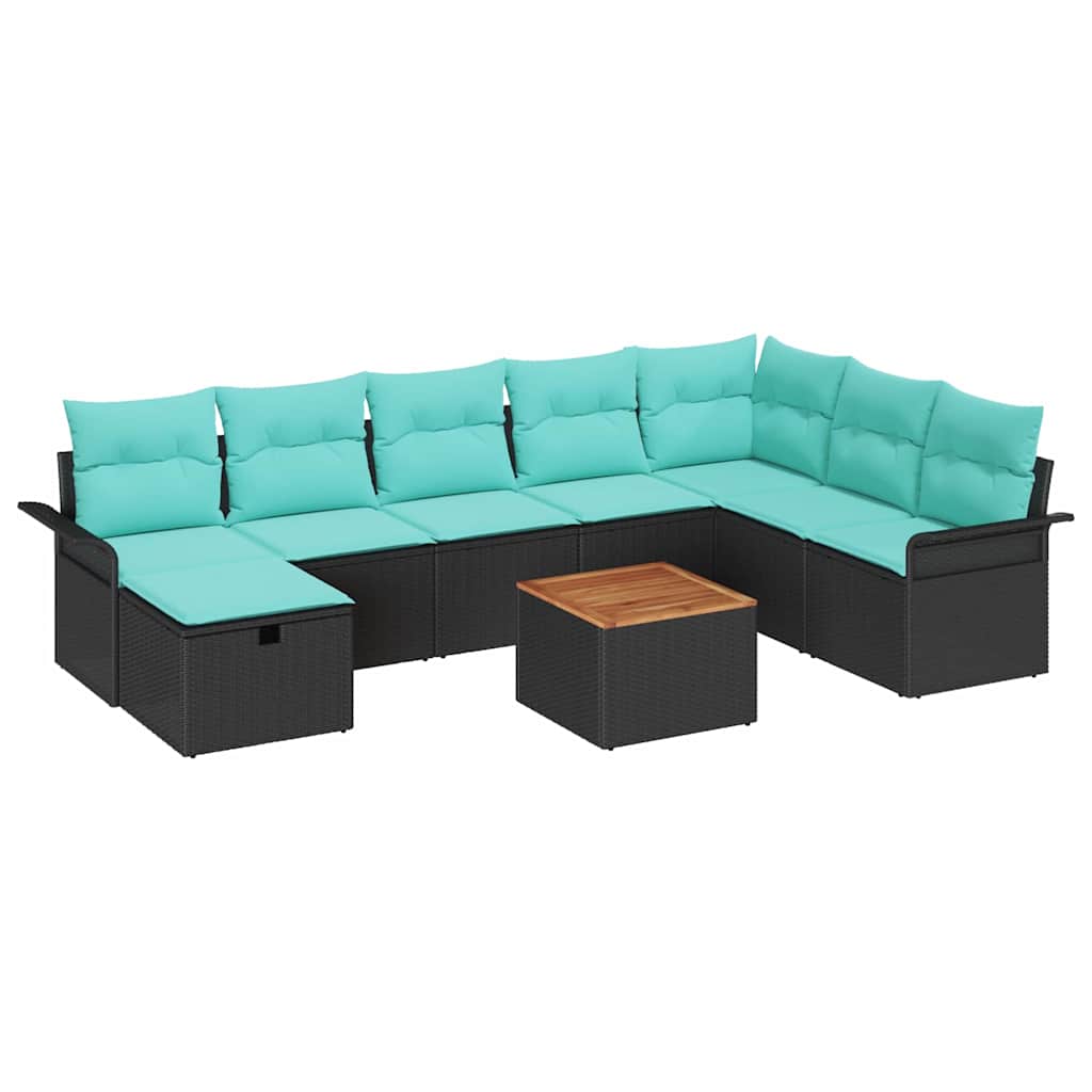 vidaXL Tuinbank Set met kussen met opslag 9 pcs Grijs Poly rattan