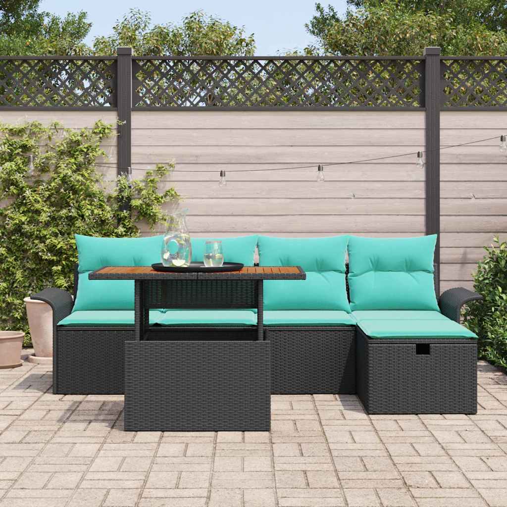vidaXL Tuinbank Set 6 pcs Grijs poly rattan