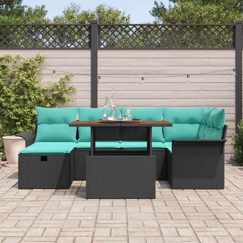 vidaXL Tuinbank Set 7 pcs Grijs poly rattan