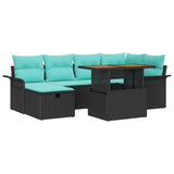 vidaXL Tuinbank Set 7 pcs Grijs poly rattan