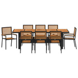 vidaXL Garden Dining Set 9 pcs Black and Brown poly rattan