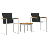 vidaXL Tuin Eettafel Set 3 pcs Bruin en Zwart Massief Acacia Hout