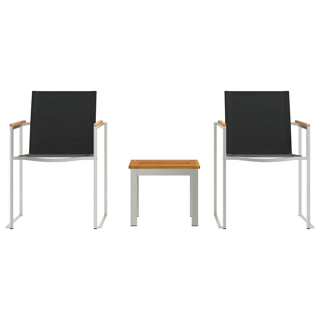 vidaXL Tuin Eettafel Set 3 pcs Bruin en Zwart Massief Acacia Hout