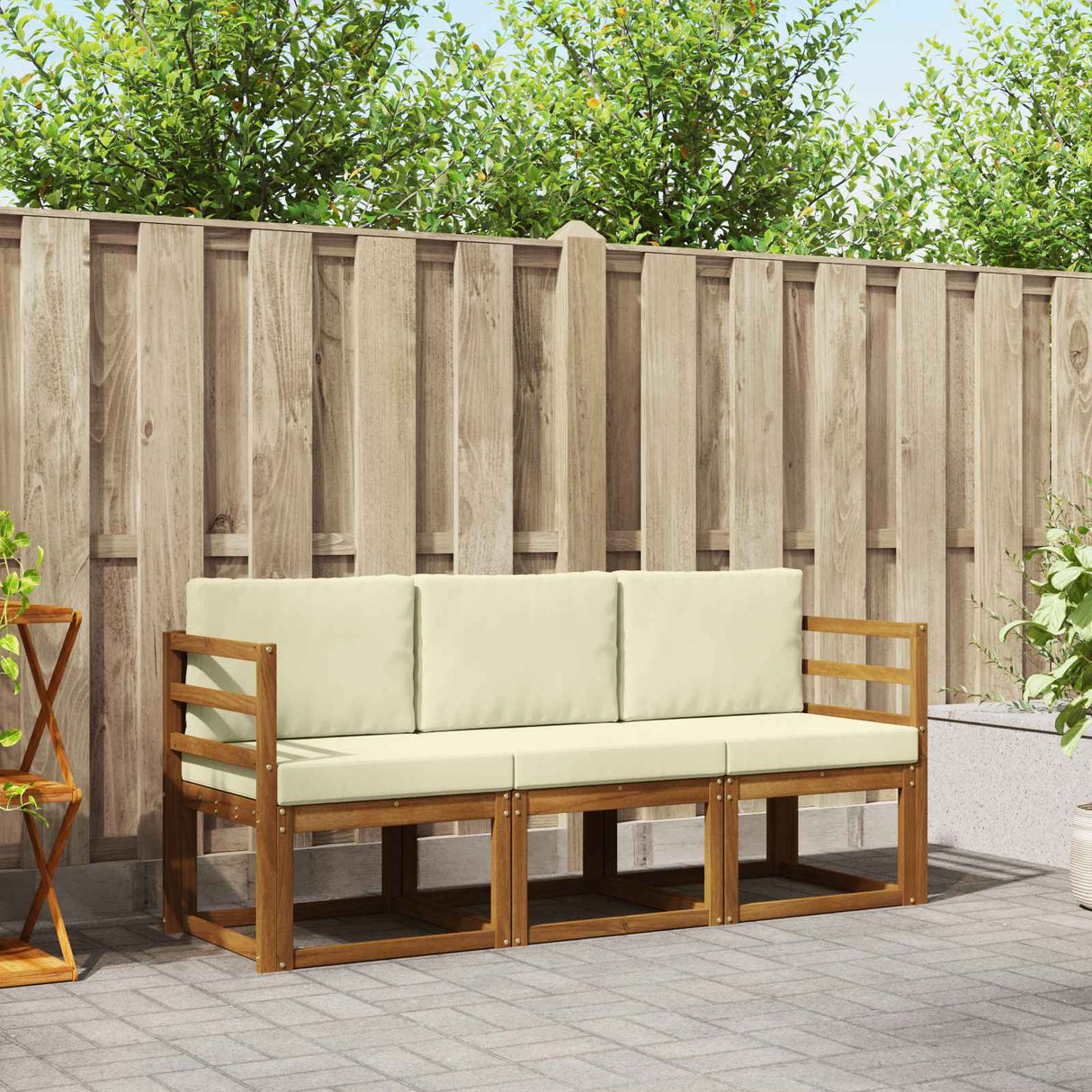 vidaXL Ensemble de canapés de jardin 3 pcs Bois d'acacia massif Naturel