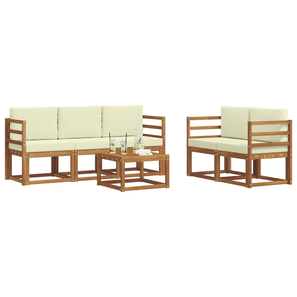 vidaXL Outdoor Sofa Set 6 pcs Natural Solid Acacia Wood