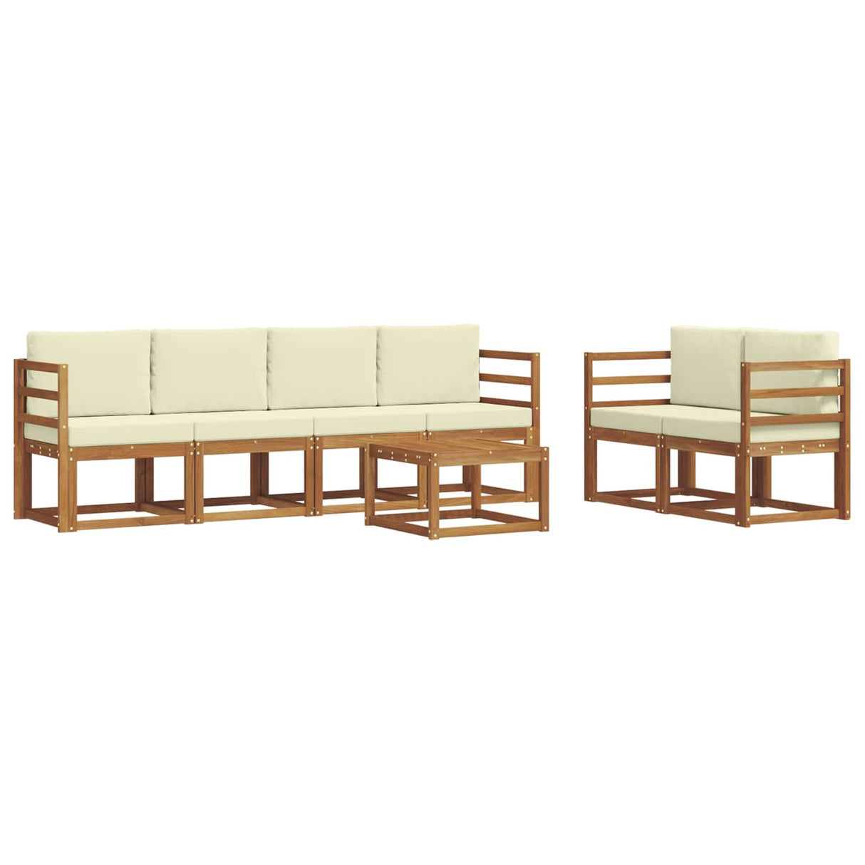 vidaXL Buiten bank set 7 pcs Naturel