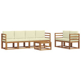 vidaXL Buiten bank set 7 pcs Naturel