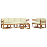 vidaXL Buiten bank set 7 pcs Naturel