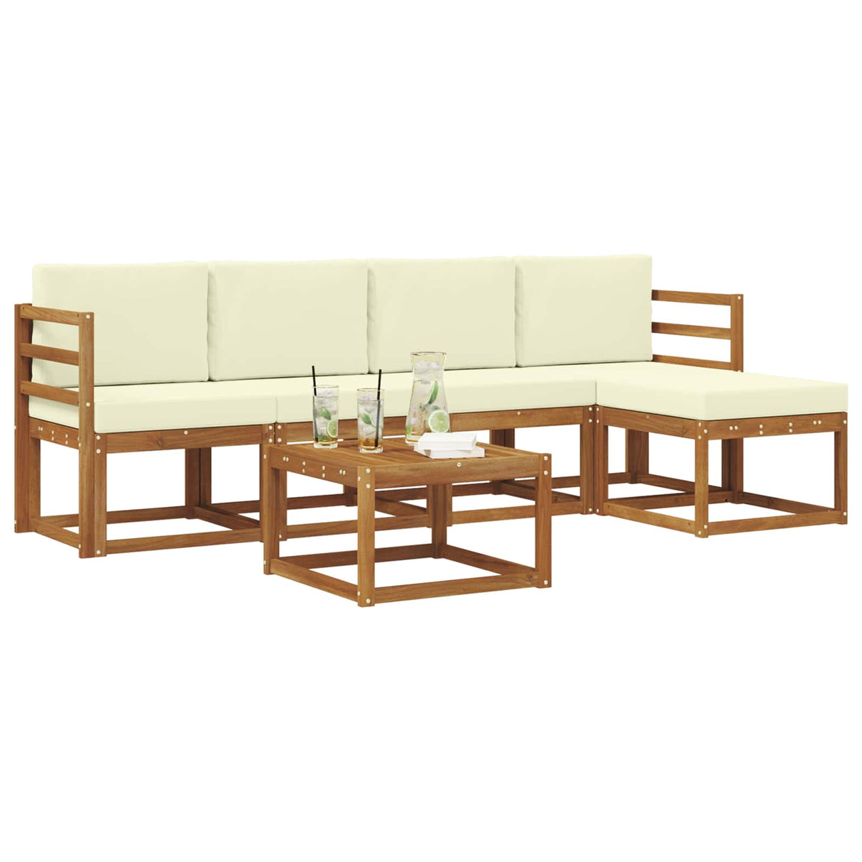vidaXL Outdoor Sofa Set 6 pcs Natural Solid Acacia Wood