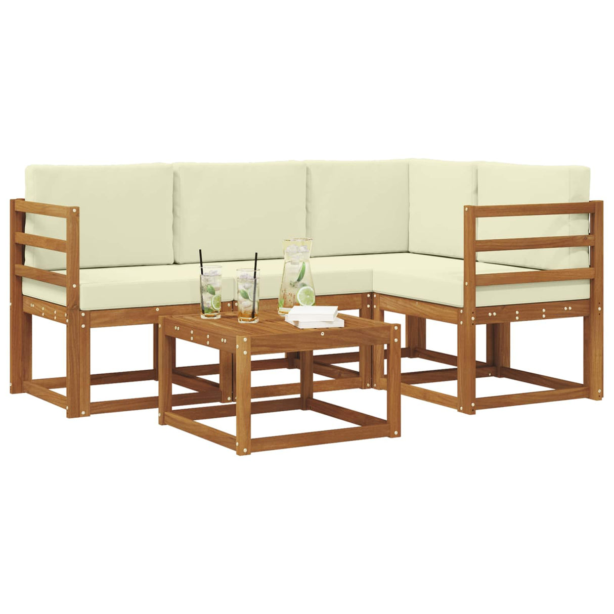 vidaXL Outdoor Sofa Set 5 pcs Natural Solid Acacia Wood