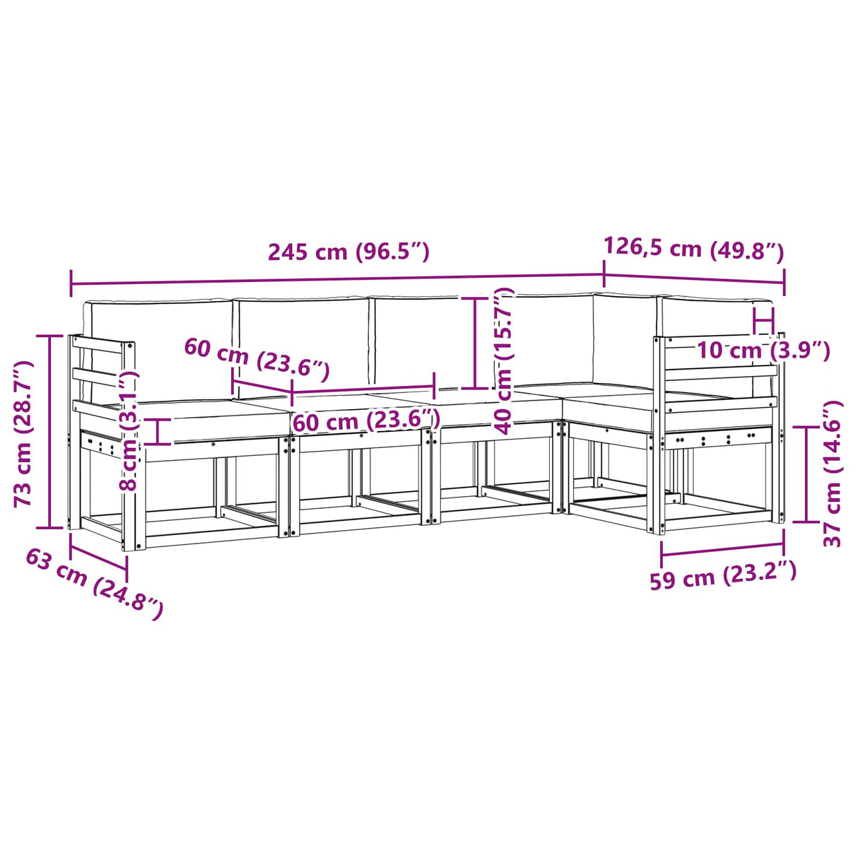 vidaXL Sofa Set 5 Pieces Natural