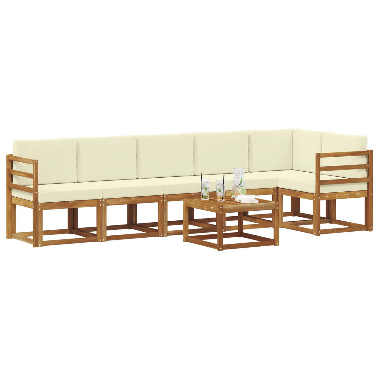 vidaXL Outdoor Sofa Set 7 pcs Natural Solid Acacia Wood