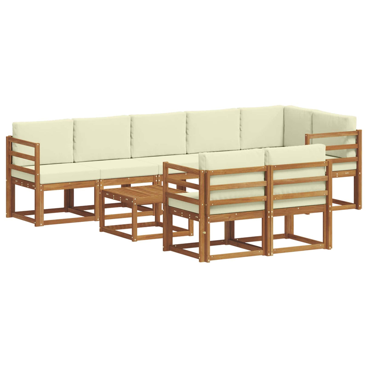 vidaXL Buiten bank set 9 pcs Naturel Massief Acacia Hout