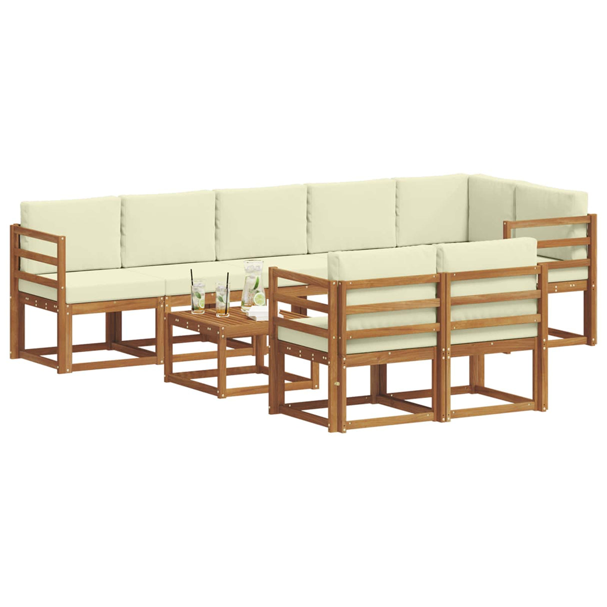 vidaXL Buiten bank set 9 pcs Naturel Massief Acacia Hout