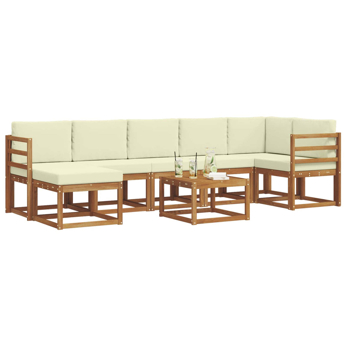 vidaXL Outdoor Bench Set 8 pcs Natural Solid Acacia Wood
