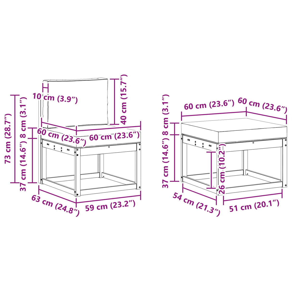 vidaXL Outdoor Sofa Set 6 pcs Natural Solid Acacia Wood