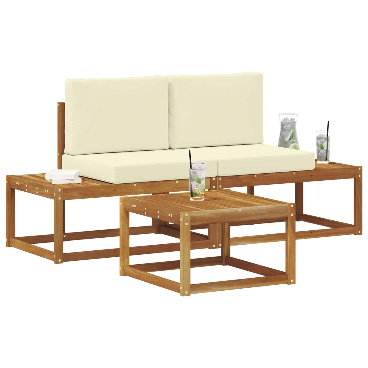 vidaXL Buiten bank set 3 pcs Naturel Massief Acacia Hout