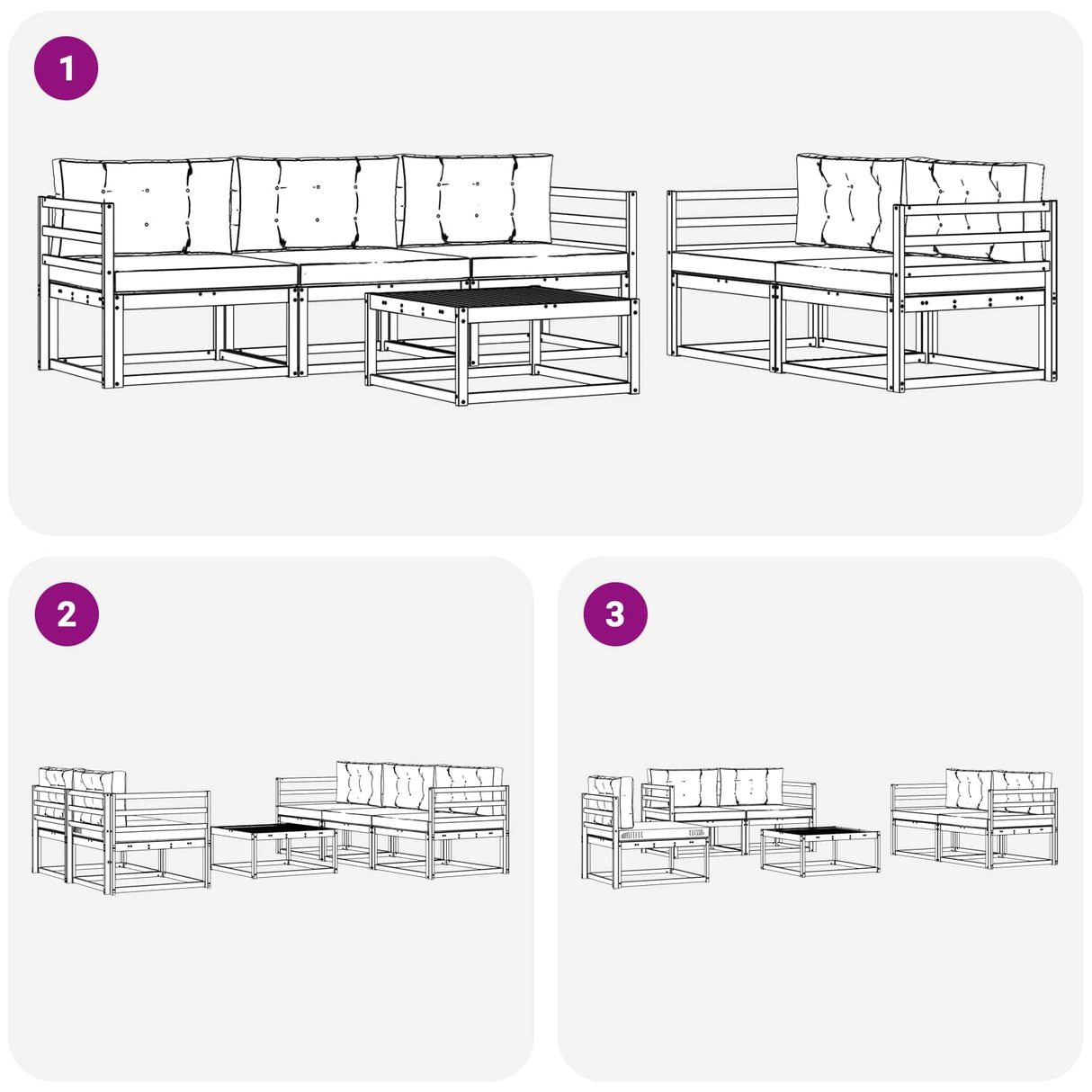 vidaXL Buiten bank set 6 pcs Naturel Massief Acacia Hout